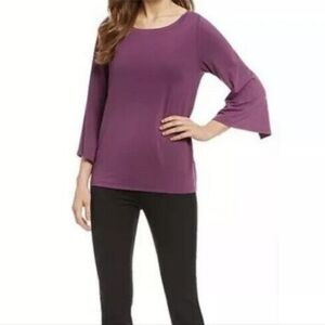 Eileen Fisher Purple 3/4 Flare Sleeve Top